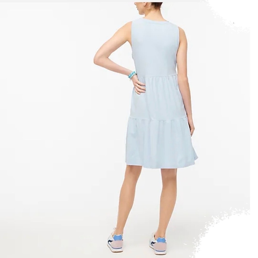 J.Crew arctic blue sleeveless knit tiered mini dress - Picture 4 of 8
